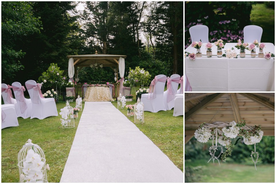 Outdoor ceremony space at Harrisons Hall North Wales wedding venue