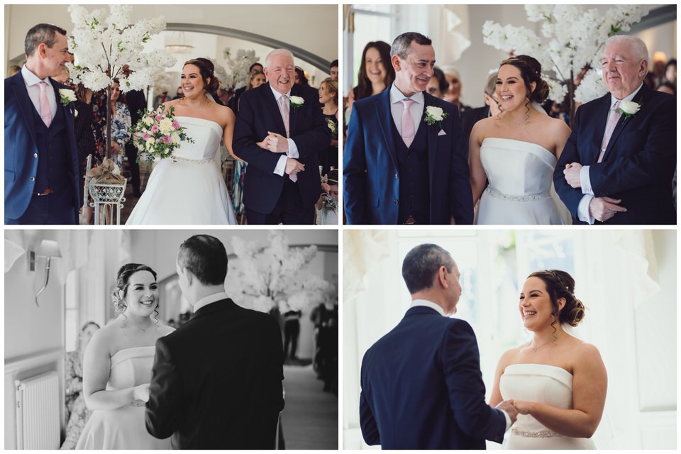 Collage of Bride & Groom photographs during ceremony at Rossett Hall Hotel