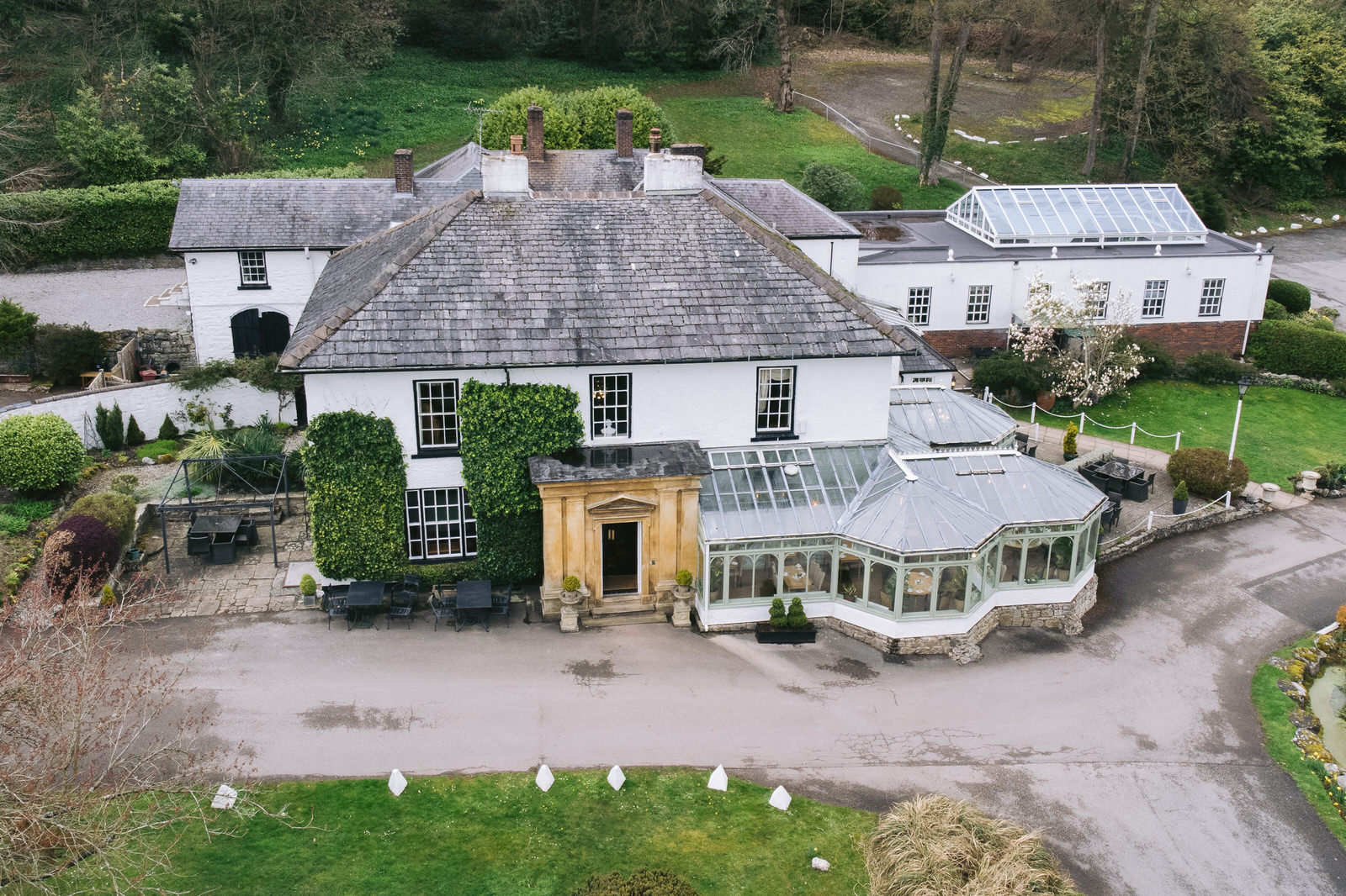 Harrisons Hall wedding venue aerial photography