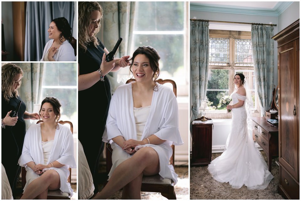 Collage of photographs featuring Bridal preparations at Wigfair Hall North Wales