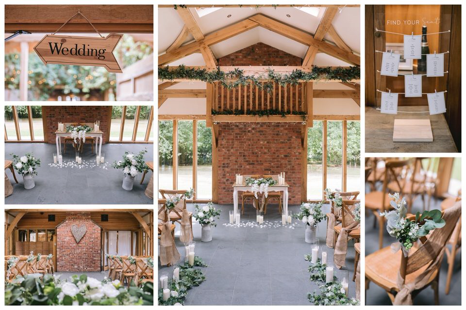 Ceremony room set-up for a rustic wedding at the Oak Tree Peover