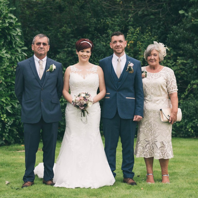 Wedding family portrait photograph at Highfield Hall Northop