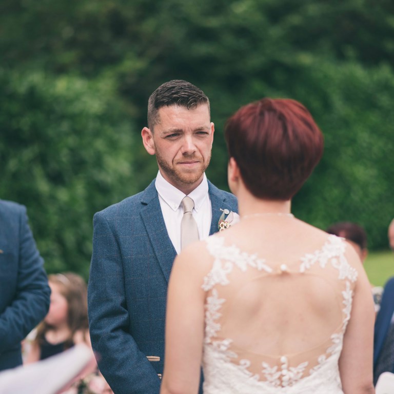 Bride and Groom Wedding ceremony at Highfield Hall Northop