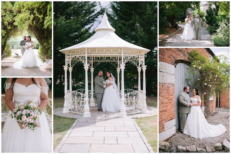 Collage of photographs of Bride & Groom during wedding portraits at Faenol Fawr wedding venue