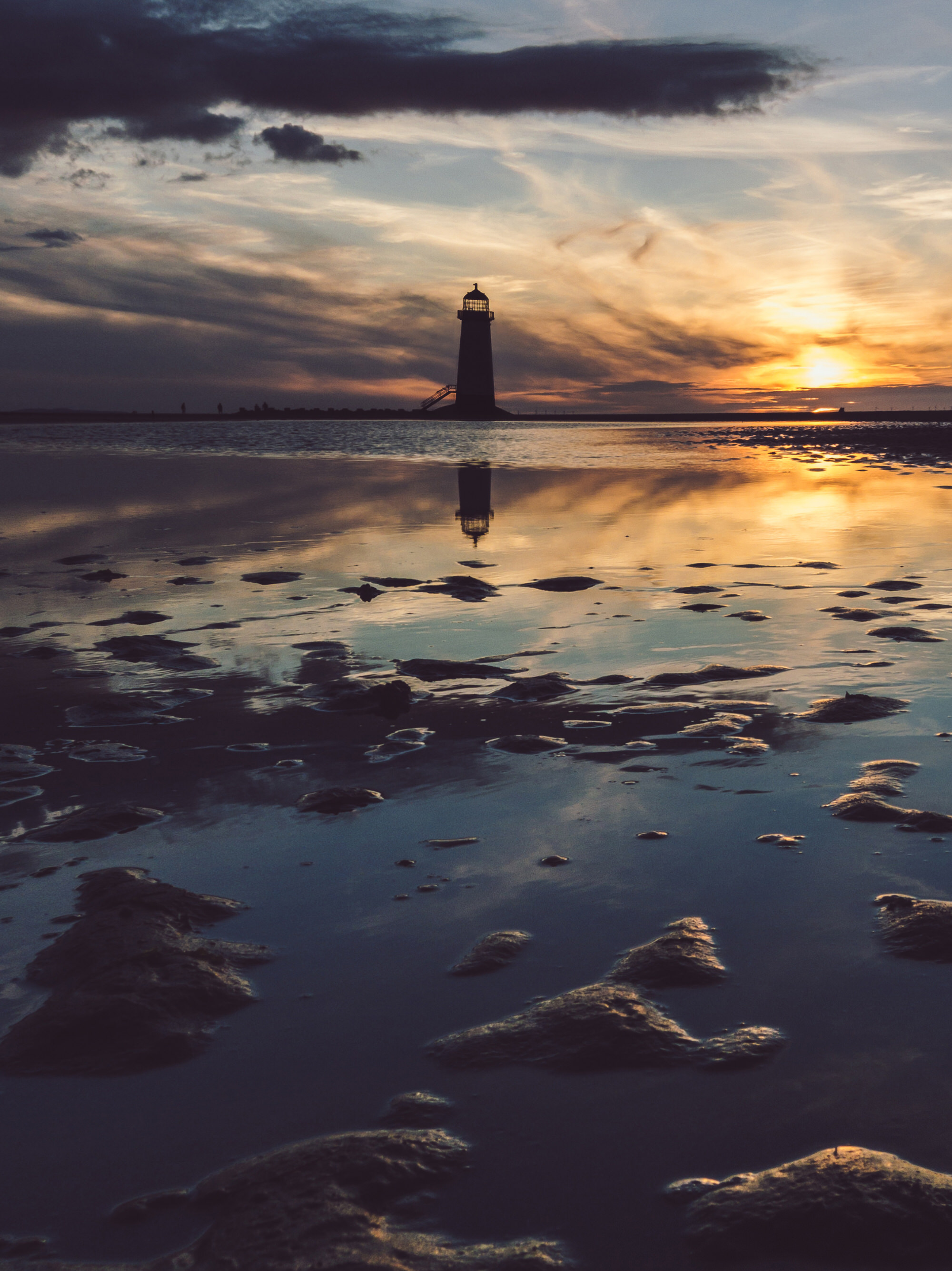 Landscape photograph of Talacre Beach, North Wales at sunset