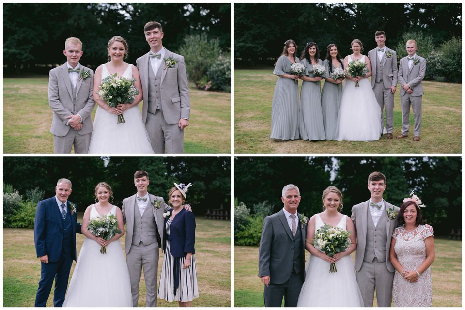 Wedding group photographs featuring couple & guests at the Oak Tree Peover