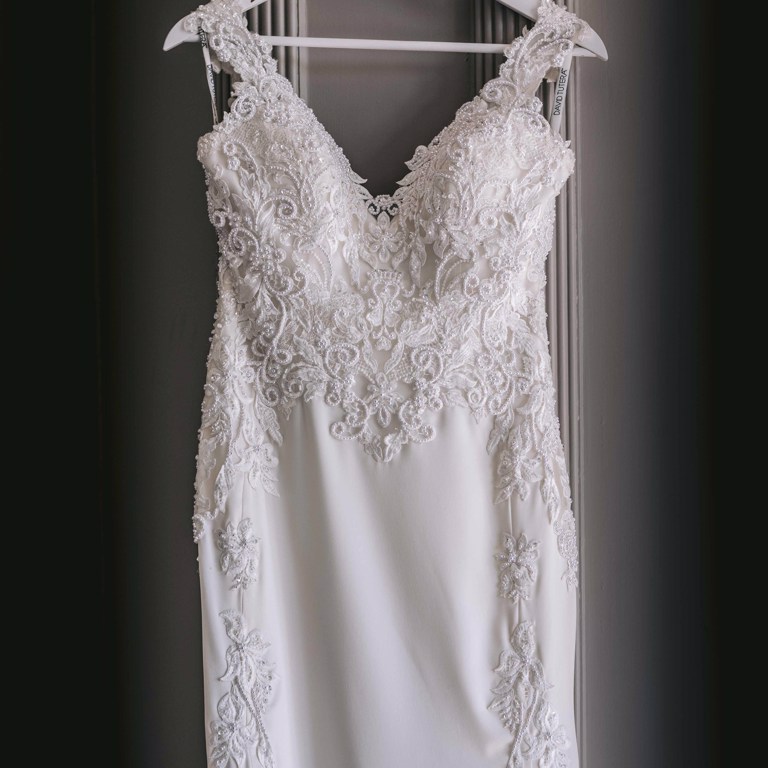 Bridal prep wedding dress close up at Thornton Manor Wirral
