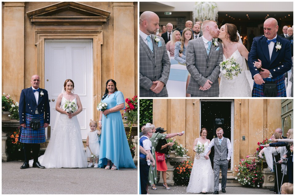 wedding photography collage of Bride & Groom at Harrisons Hall in Mold