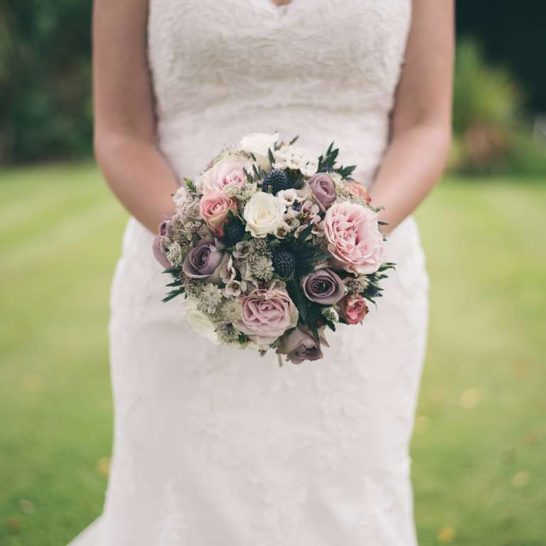 Bride Wedding bouquet photography at Highfield Hall Northop