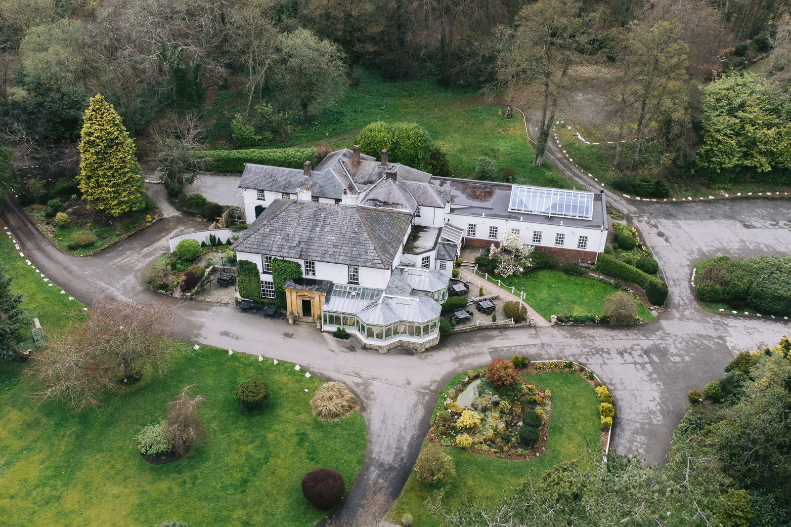 North Wales wedding venue Harrison's Hall drone photograph