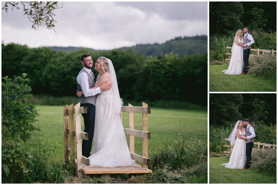 Bride & Groom portraits outside Hafod farm wedding venue