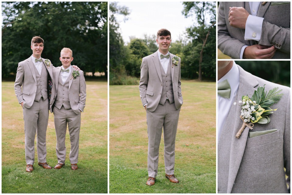 Groom and Best man in the gardens at the Oak Tree Peover