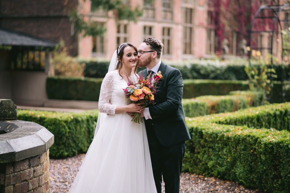 Bride & Groom photography outside of Soughton Hall, North Wales