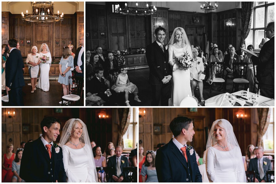 Collage featuring wedding day ceremony pictures at Highfield hall in Northop North Wales