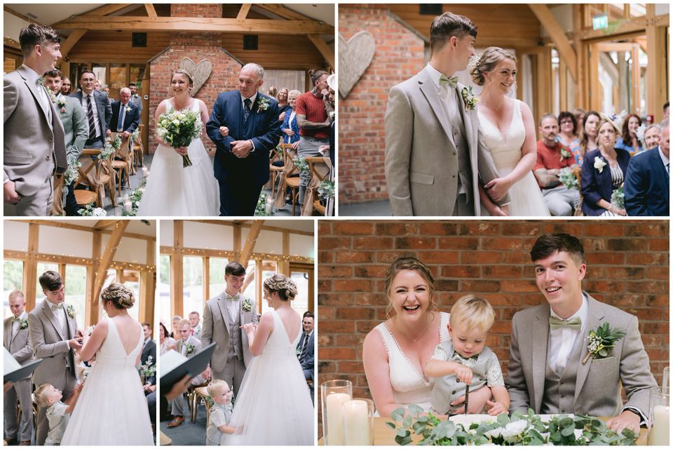 Collage of ceremony pictures at the Oak Tree Peover Cheshire