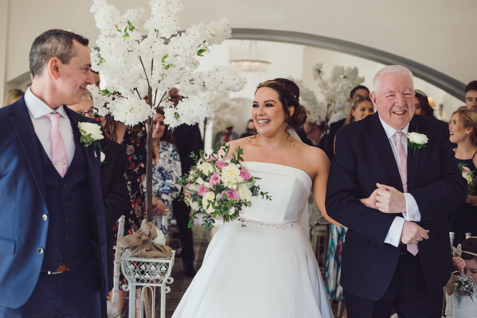 Father walks bride down aisle at Rossett Hall Hotel