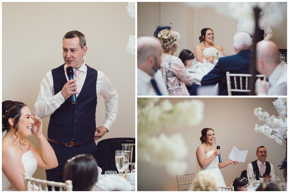 Bride & Groom make speeches in function room at Rossett Hall Hotel Cheshire