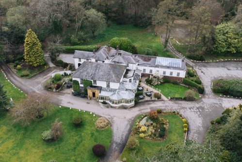 Drone photograph of Harrison's Hall North Wales wedding venue