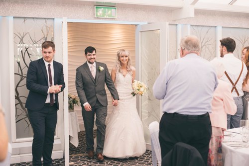 Bride & Groom make entrance to reception at Lion Quays Hotel