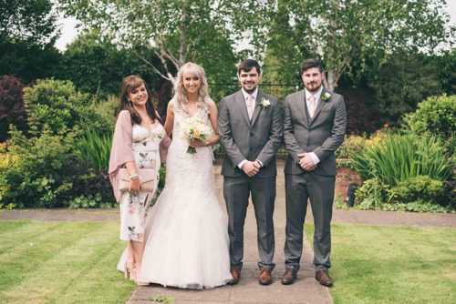 Wedding day group photograph at Lion Quays North Wales